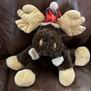 Plush Moose Toy with Hat and Scarf